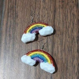 Handmade rainbow pride earrings big light colorful